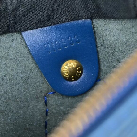LOUIS VUITTON LV Logo Speedy 30 Travel Hand Bag Epi Leather Blue M43005 35SH811 - Picture 15 of 16